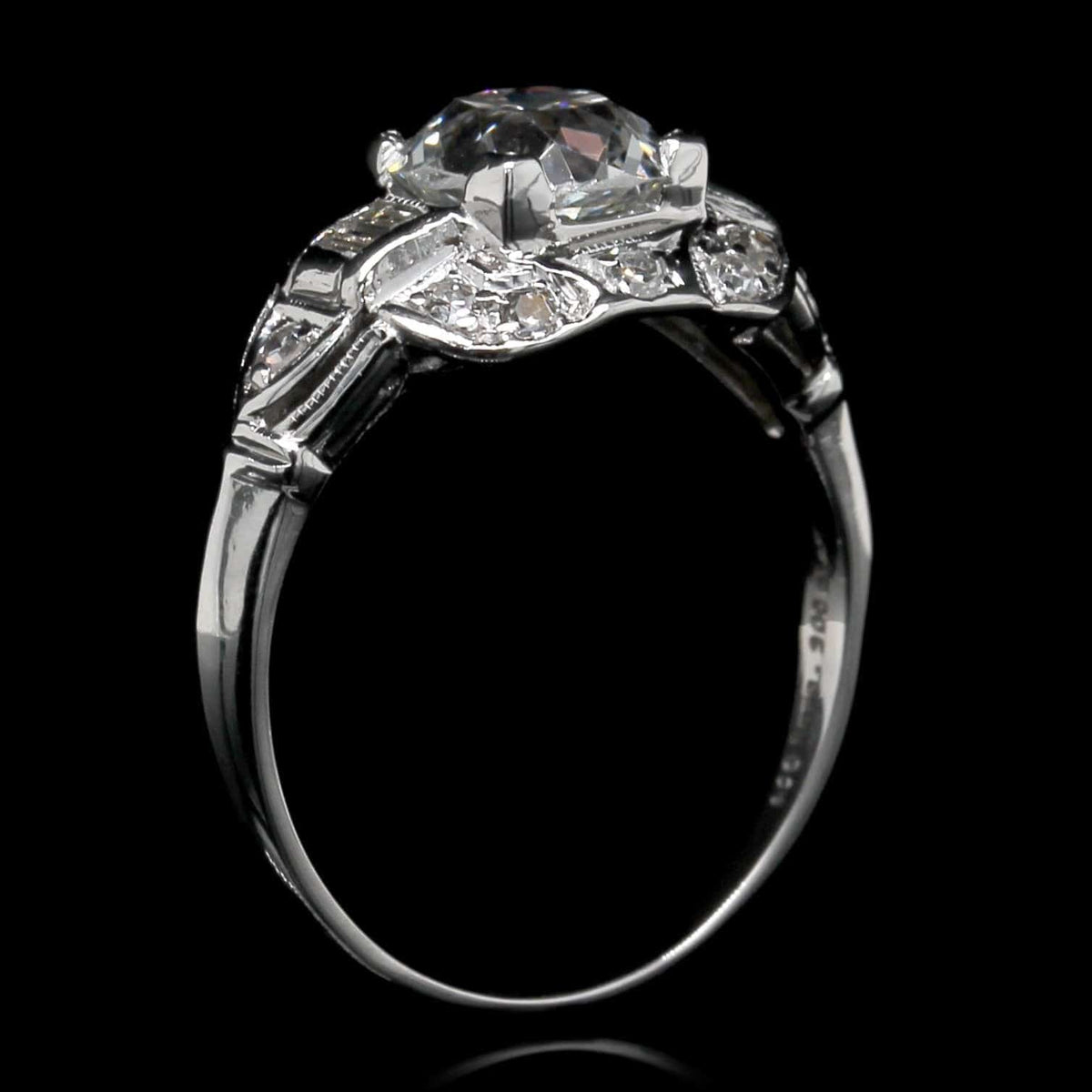 Art Deco Platinum Estate Diamond Engagement Ring