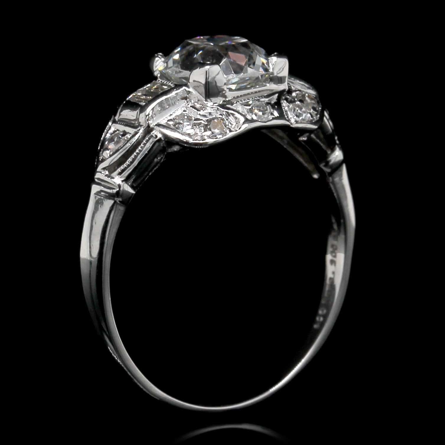 Art Deco Platinum Estate Diamond Engagement Ring