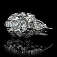 Art Deco Platinum Estate Diamond Engagement Ring