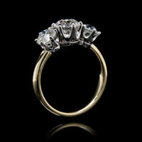 Vintage 18K Two-Tone 3 Stone Old European Cut Diamond Ring