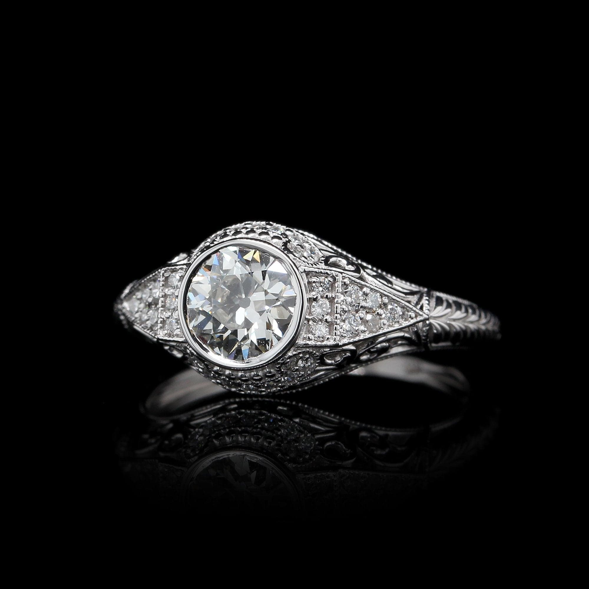 Vintage 14K White Gold Diamond Ring