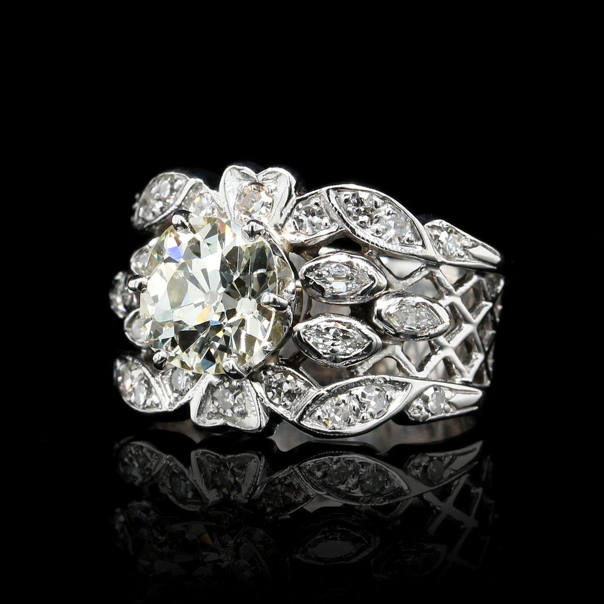14K White Gold Estate Diamond Solitaire Engagement Ring