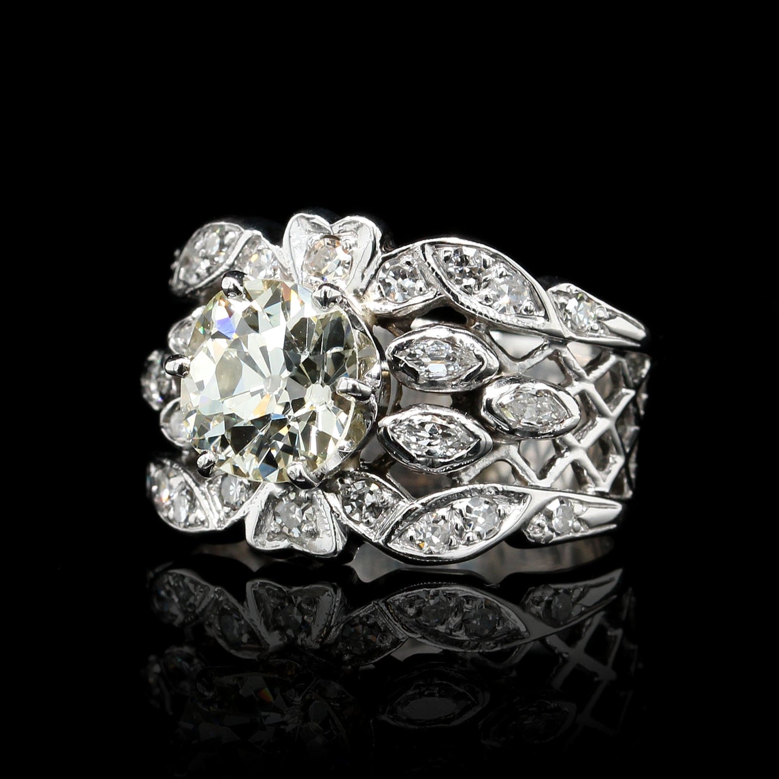 14K White Gold Estate Diamond Solitaire Engagement Ring