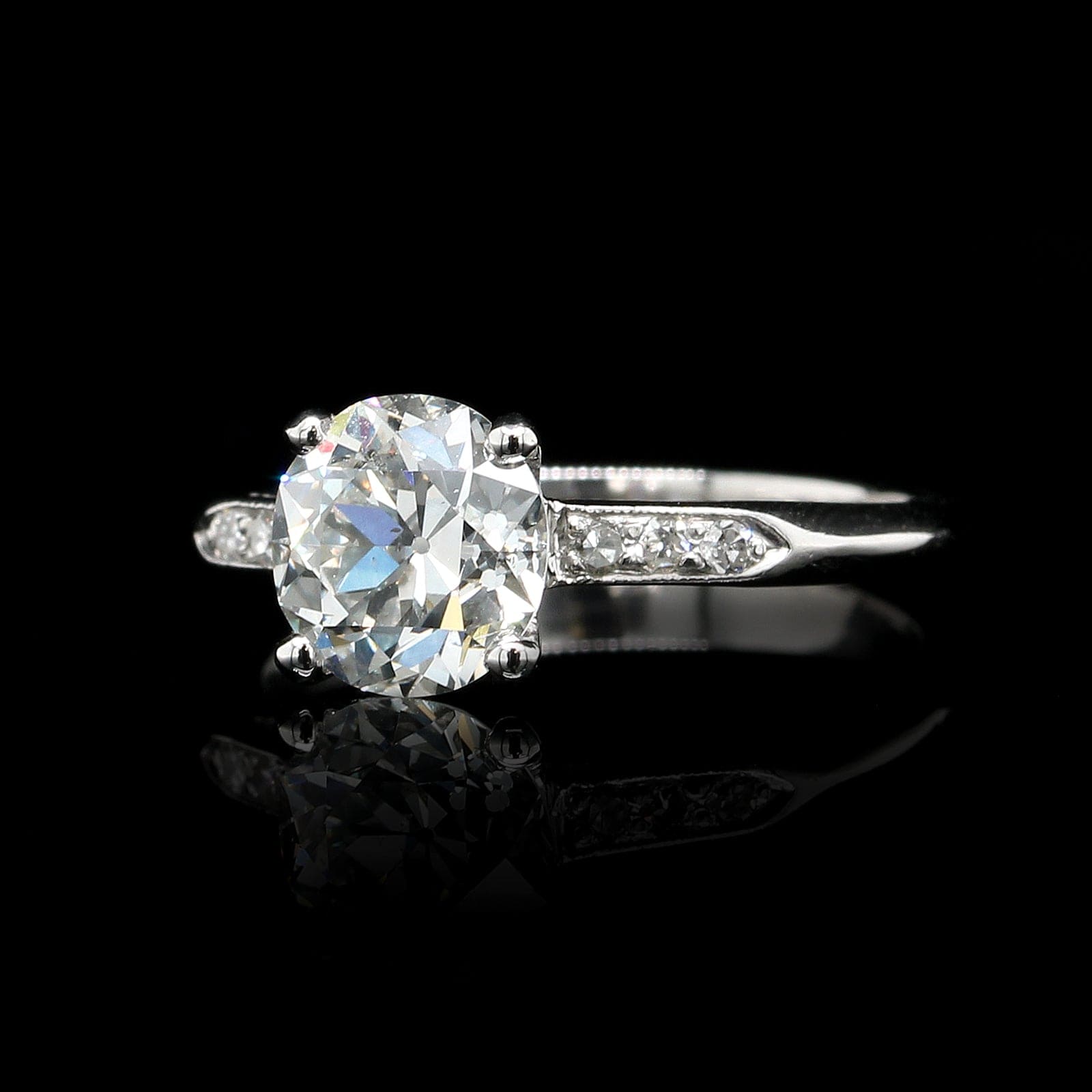 Platinum Estate Diamond Solitaire Engagement Ring