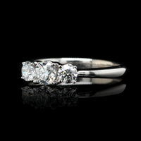 18K White Gold Estate Diamond Three Stone Engagement Ring