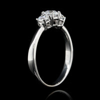 18K White Gold Estate Diamond Three Stone Engagement Ring