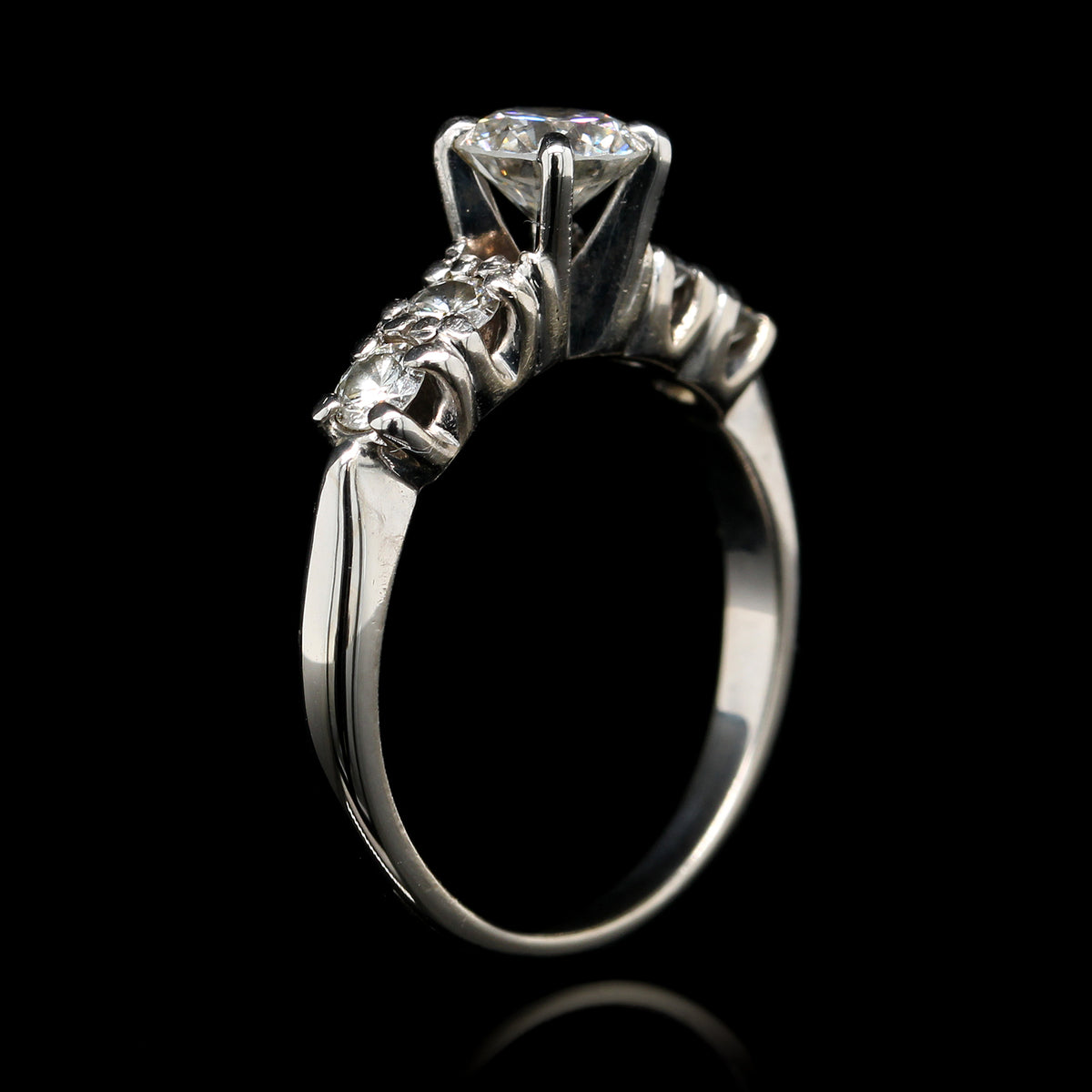 14K White Gold Estate Diamond Engagement Ring