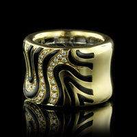 Roberto Coin 18K Yellow Gold Estate Diamond and Enamel Zebra Ring