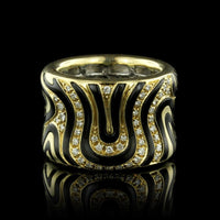 Roberto Coin 18K Yellow Gold Diamond and Enamel Zebra Ring