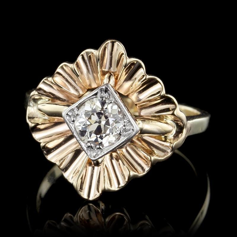Vintage 14K Yellow Gold Estate Diamond Ring