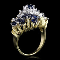 18K Two-Tone Gold Estate Sapphire and Diamond Ring