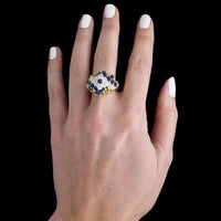 18K Two-Tone Gold Estate Sapphire and Diamond Ring