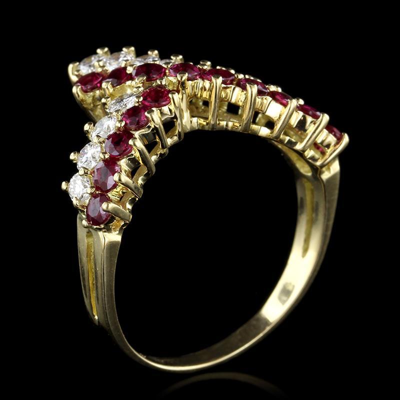 18K Yellow Gold Estate Ruby and Diamond Ring