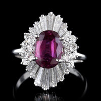 14K White Gold Estate Ruby and Diamond Ring