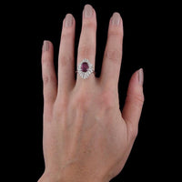 14K White Gold Estate Ruby and Diamond Ring