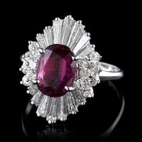 14K White Gold Estate Ruby and Diamond Ring