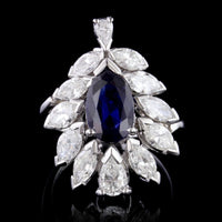 Vintage 14K White Gold  Sapphire and Diamond Ring