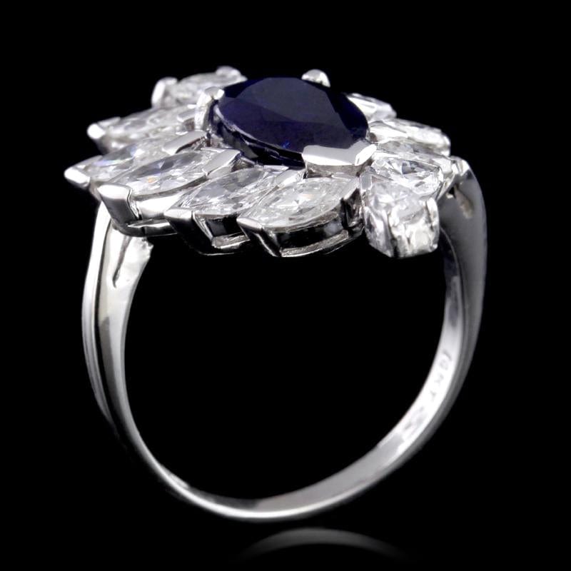 Vintage 14K White Gold  Sapphire and Diamond Ring