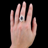 Vintage 14K White Gold  Sapphire and Diamond Ring