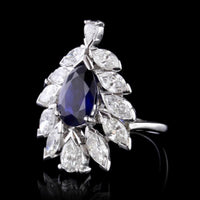 Vintage 14K White Gold  Sapphire and Diamond Ring