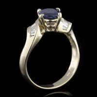 14K Yellow Gold Estate Sapphire and Diamond Ring