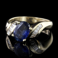 14K Yellow Gold Estate Sapphire and Diamond Ring