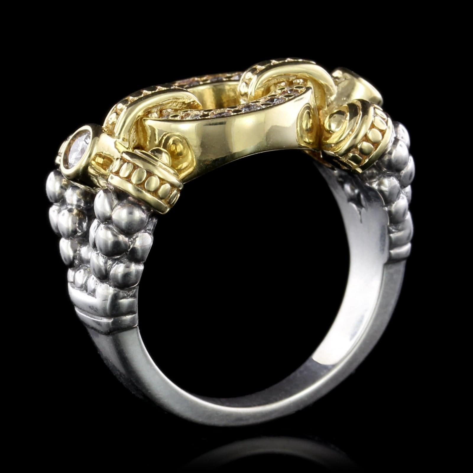 Lagos Sterling Silver and 18K Yellow Gold Enso Circle Game Ring