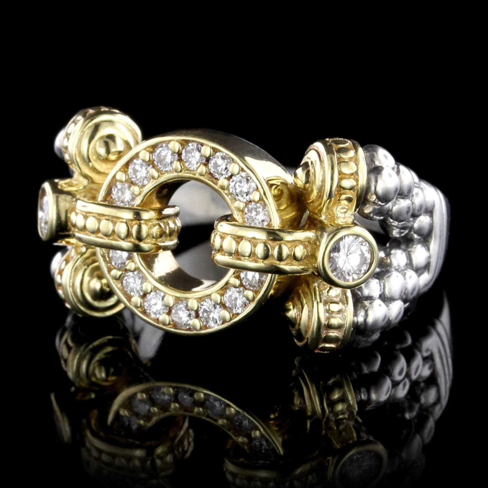 Lagos Sterling Silver and 18K Yellow Gold Enso Circle Game Ring