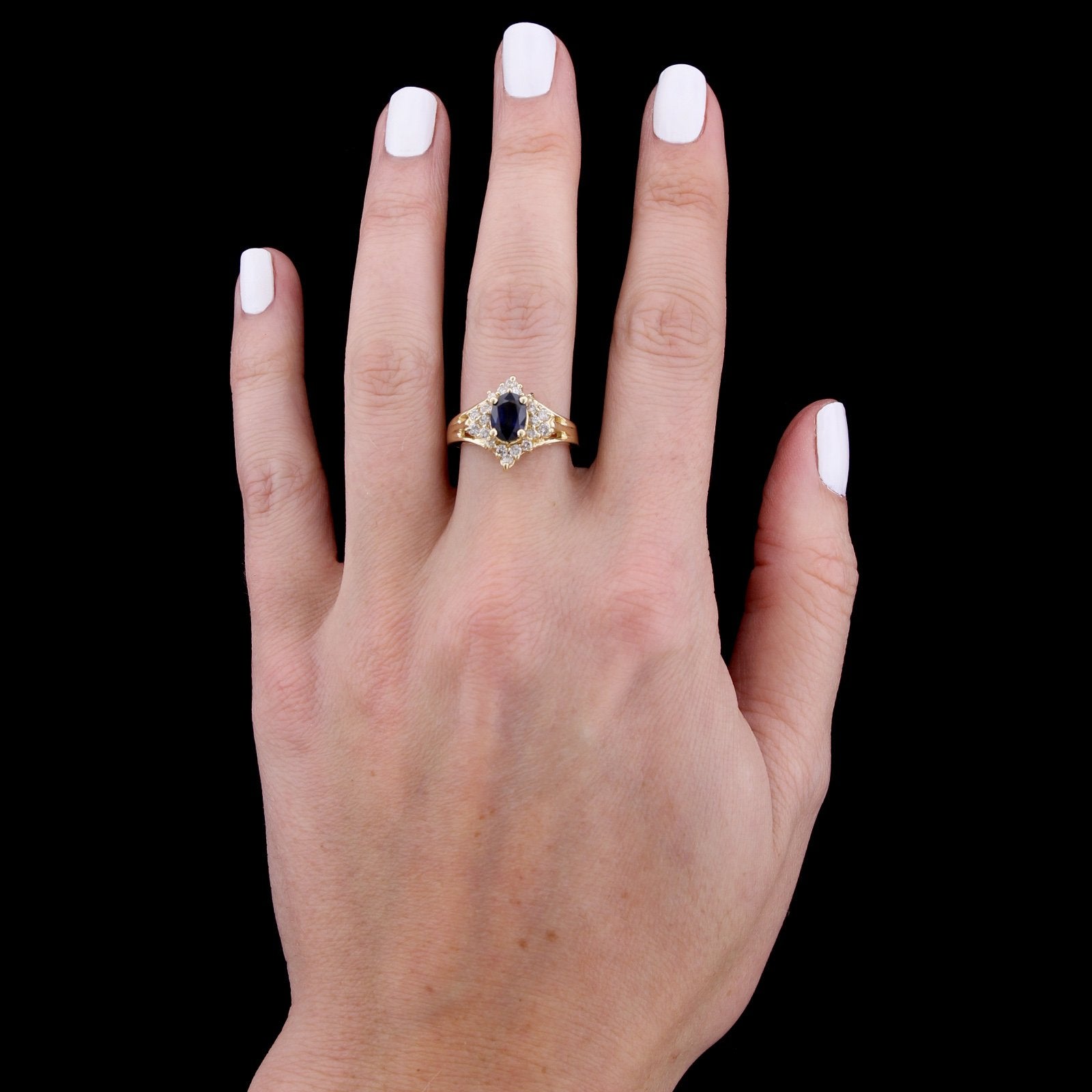 14K Yellow Gold Sapphire and Diamond Ring
