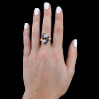 18K Yellow Gold Estate Sapphire and Diamond Ring