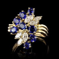 18K Yellow Gold Sapphire and Diamond Ring