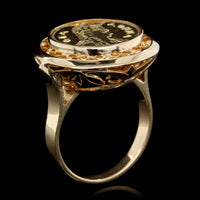 18K Yellow Gold Estate Coin Replica Ring