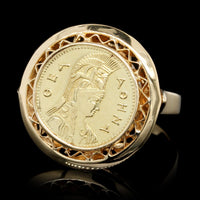 18K Yellow Gold Estate Coin Replica Ring