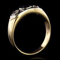 18K Yellow Gold Estate Sapphire and Diamond Ring