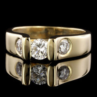 14K Yellow Gold Estate Diamond Three Stone Ring