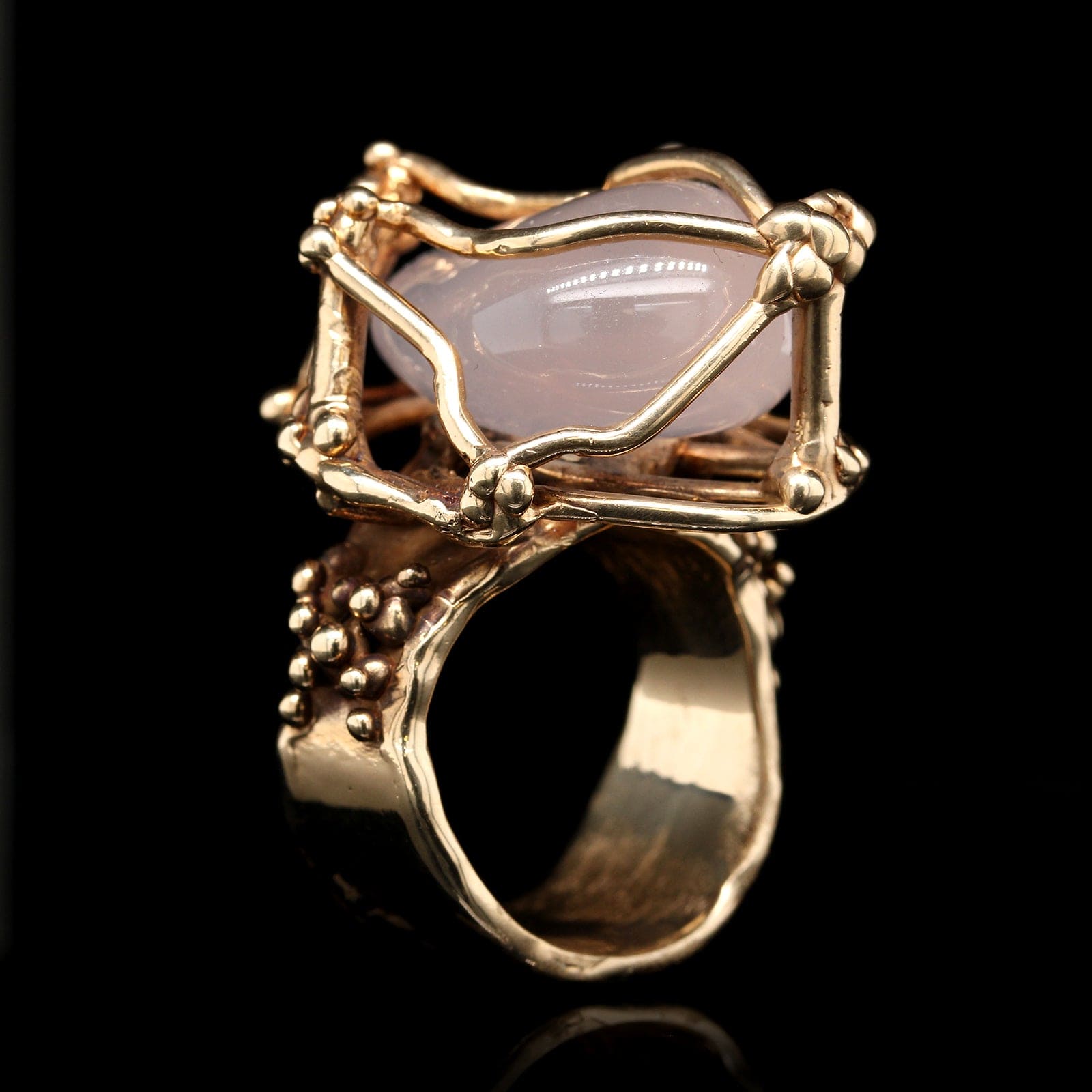 14K Yellow Gold Estate Rose Quartz Ring