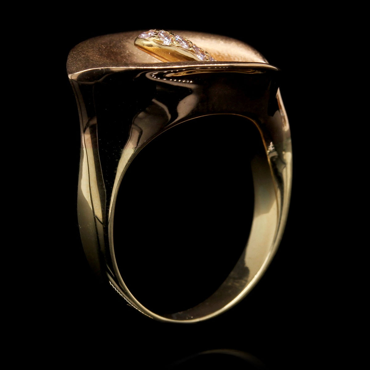 18K Rose and Yellow Gold Estate Diamond Calla Lily Ring