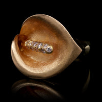 18K Rose and Yellow Gold Estate Diamond Calla Lily Ring