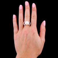 18K White Gold Estate Cultured Freshwater Pearl and Diamond Ring