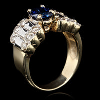 14K Yellow Gold Estate Sapphire and Diamond Ring