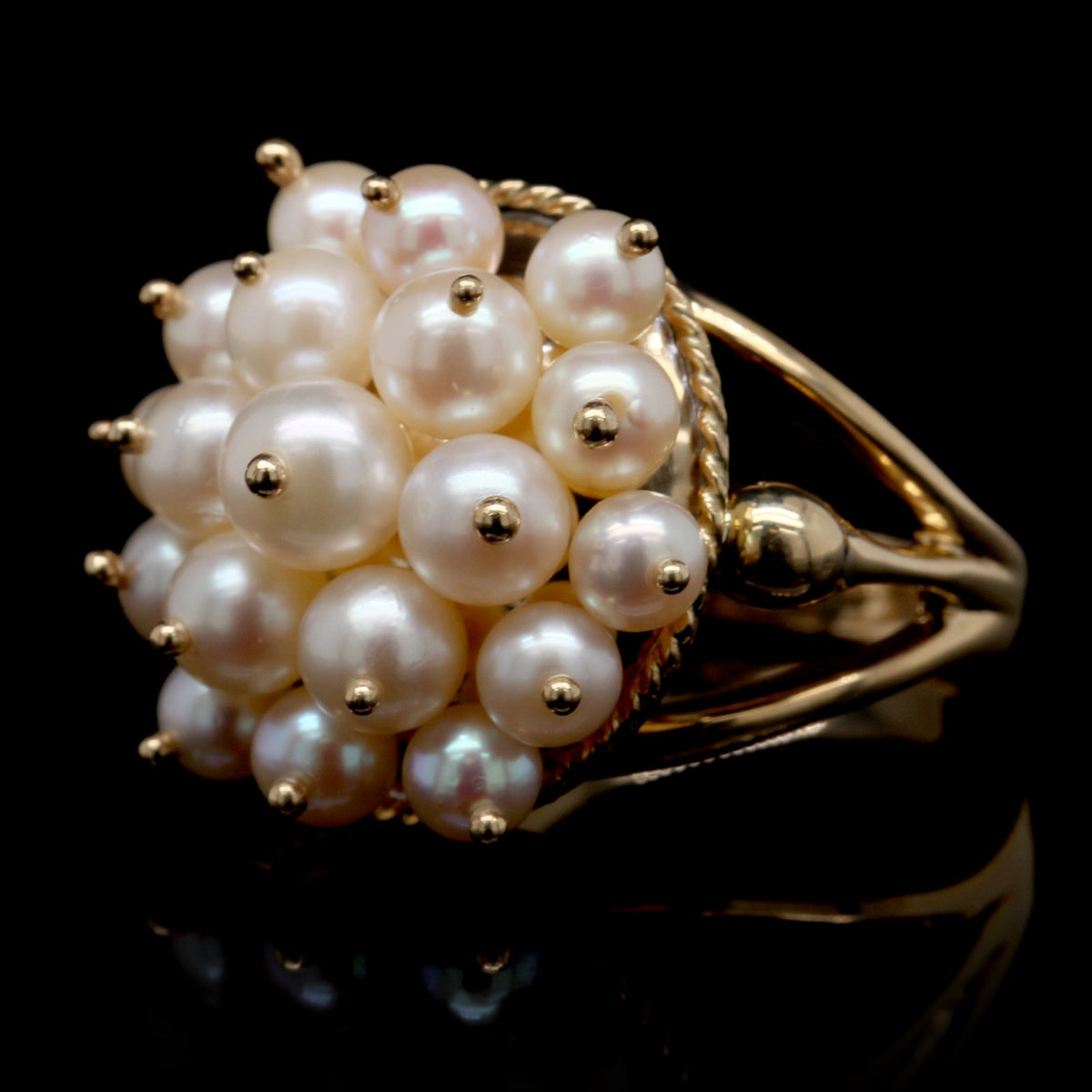 14K Yellow Gold Estate Cultured Pearl Ring