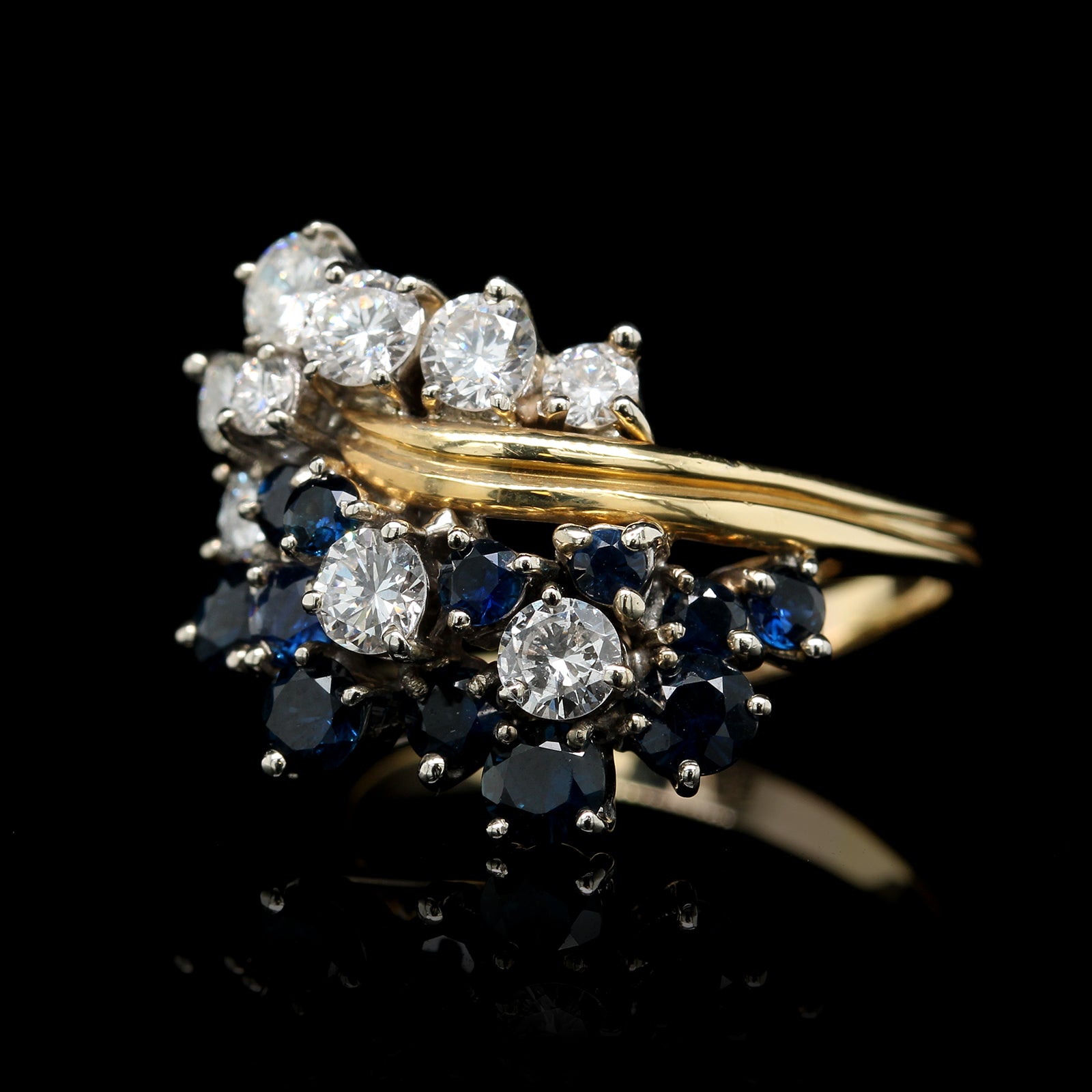 18K Two-tone Gold Estate Sapphire and Diamond Ring