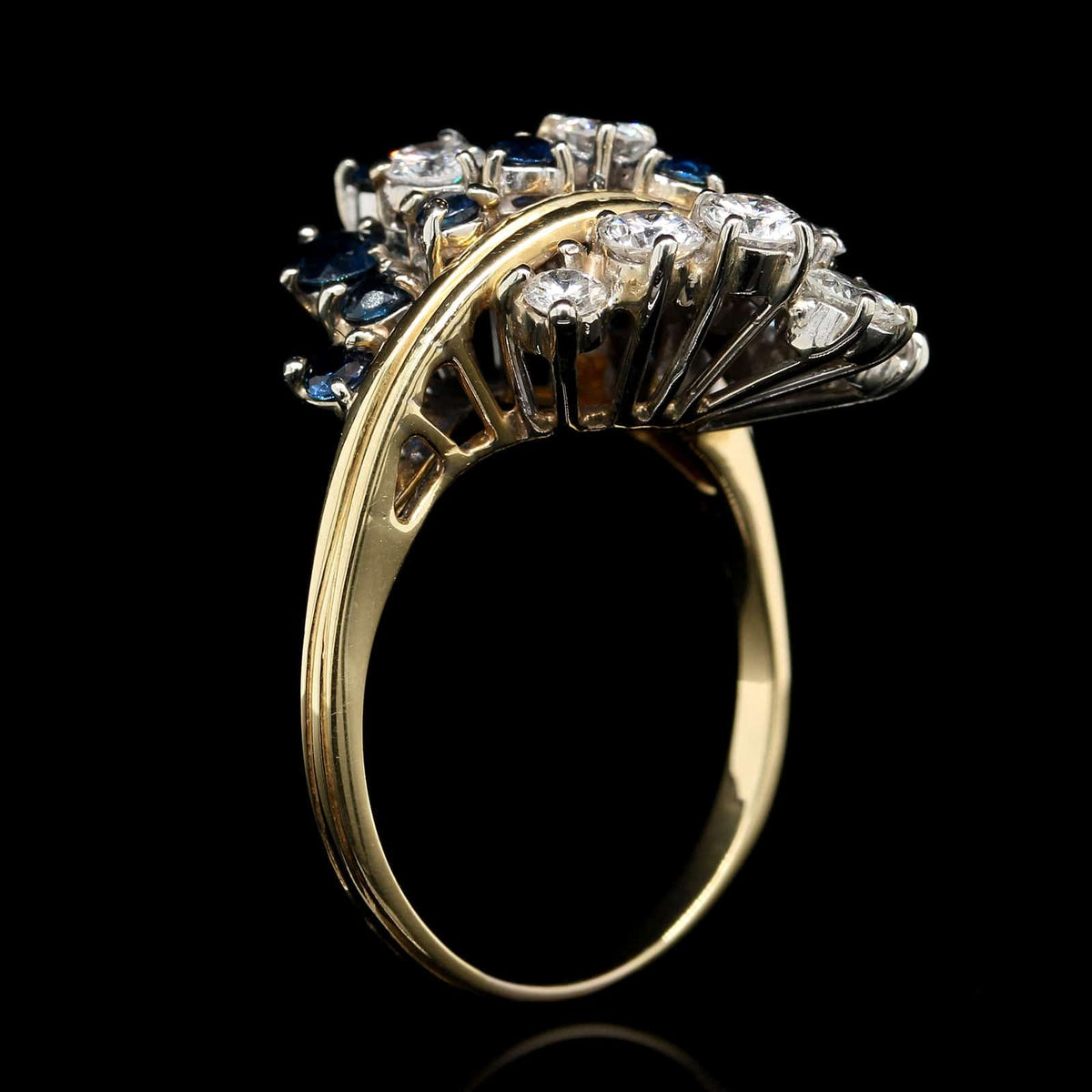 18K Two-tone Gold Estate Sapphire and Diamond Ring