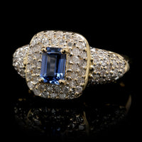18K Yellow Gold Estate Sapphire and Diamond Ring