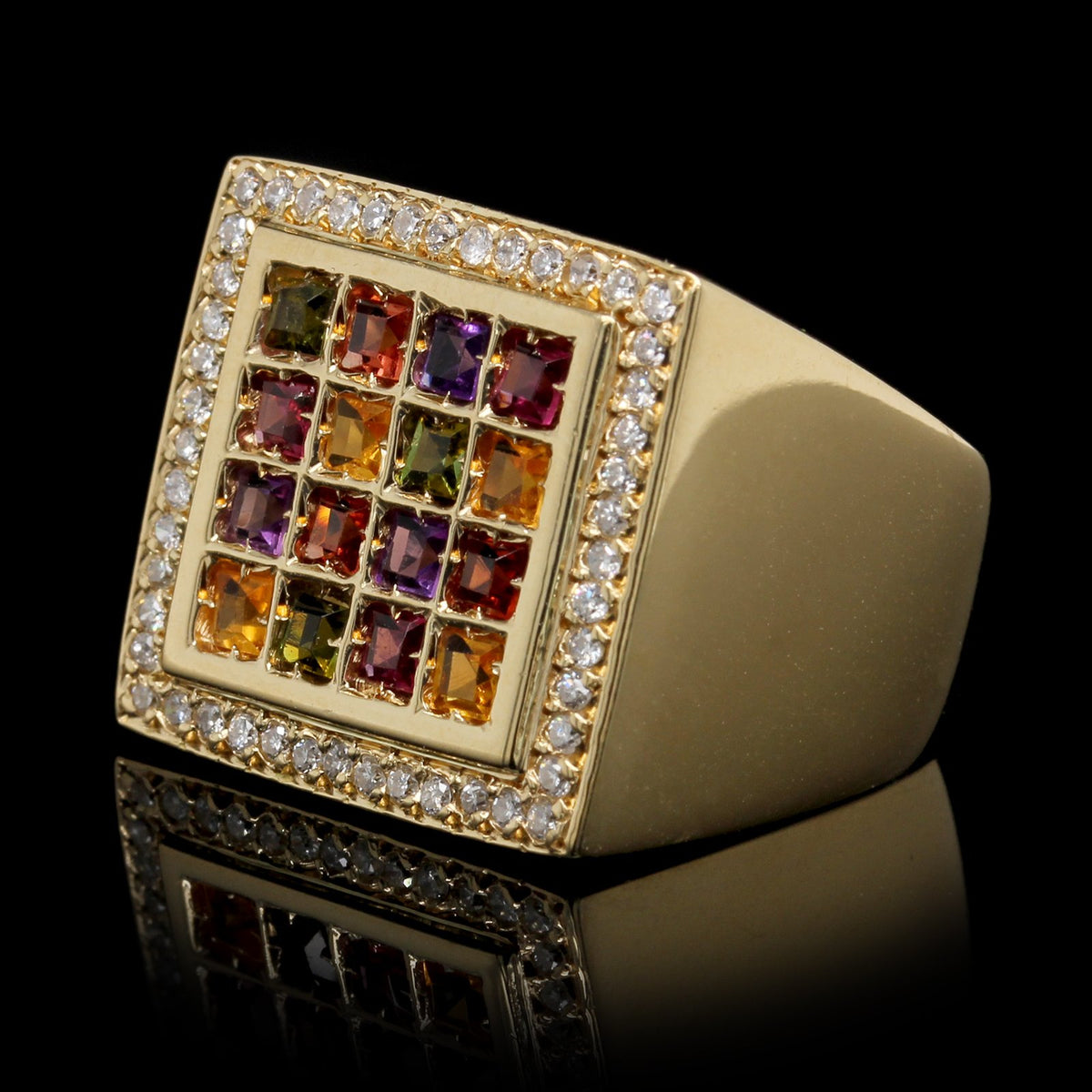 18K Yellow Gold Estate Gem-set Diamond Ring