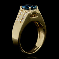 18K Yellow Gold Estate Sapphire and Diamond Ring
