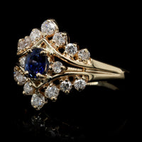 14K Yellow Gold Estate Sapphire and Diamond Ring