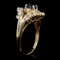 14K Yellow Gold Estate Sapphire and Diamond Ring
