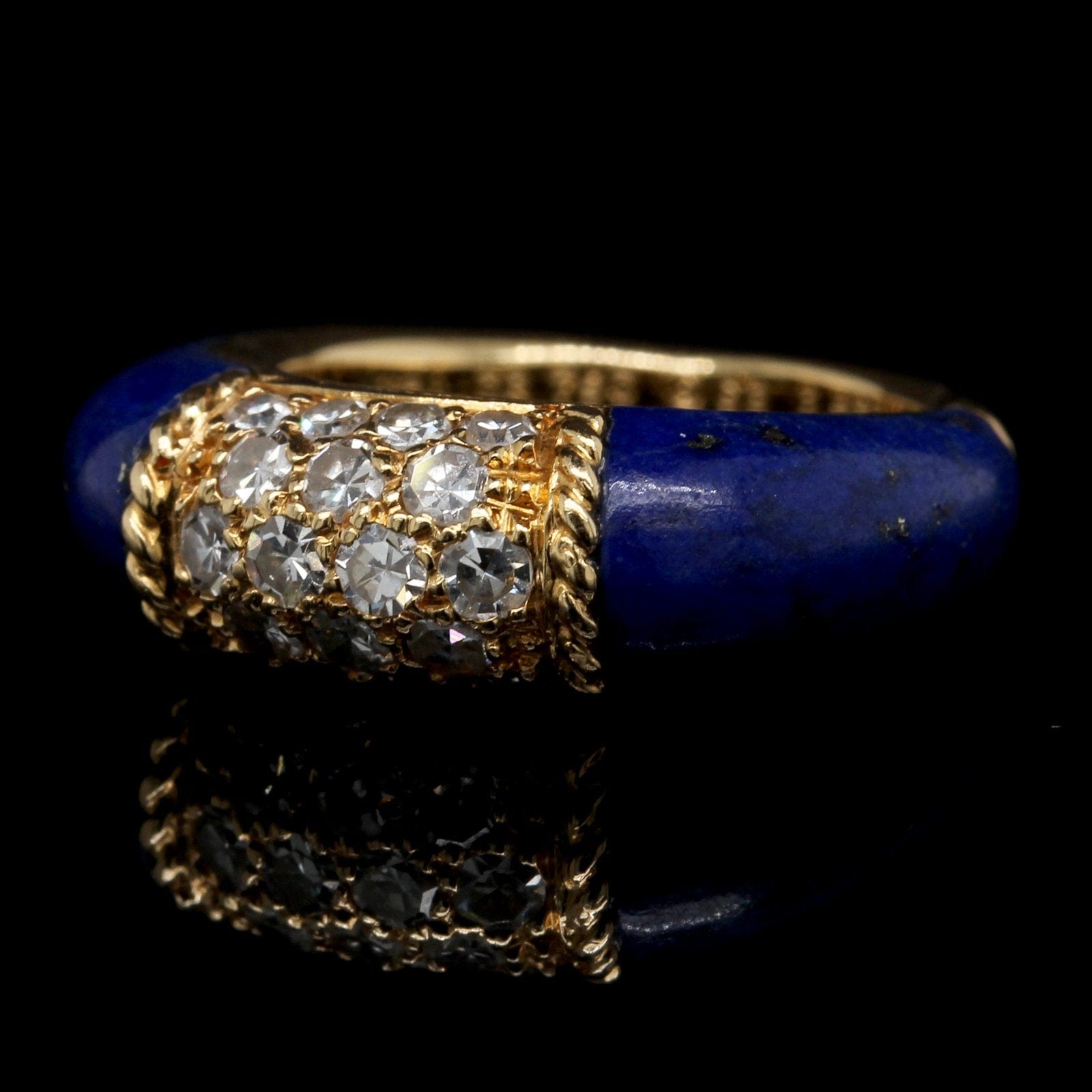 18K Yellow Gold Lapis and Diamond Philippine Ring