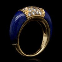 Van Cleef & Arpels 18K Yellow Gold Estate Lapis and Diamond Philippine Ring